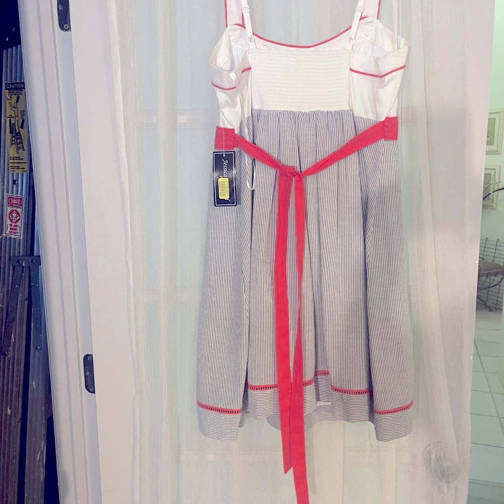Nice dress! Pin sriped, ties in back